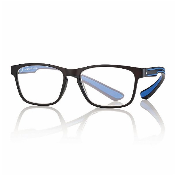 Lsebrille m/Blue Light Filter - Model "Design Collection"  +1,00|Matt Black/Blue