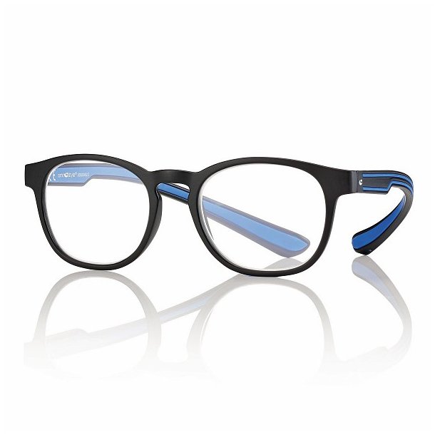 Lsebrille m/Blue Light Filter - Model "Design Collection" +1,00|Matt Black/Blue