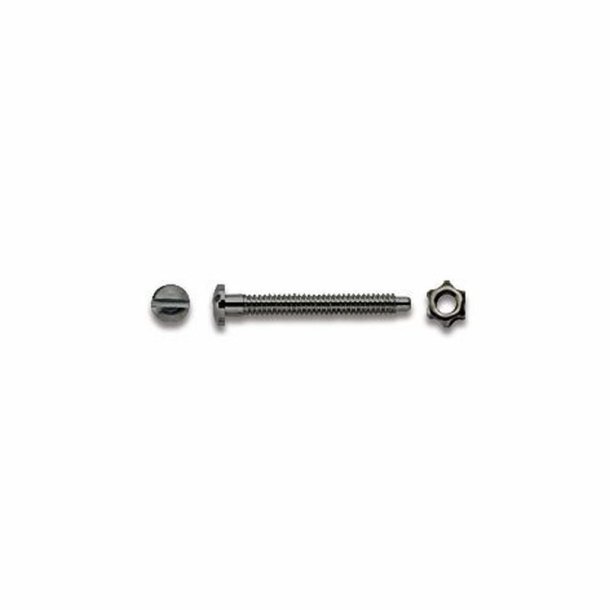 Gun rimless nikelsilver screws+nuts 2,5x13mm. M1,4mm.