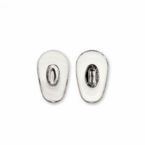 PVC Biomed nose pads 15mm. push-on clear/nickel (100 stk)