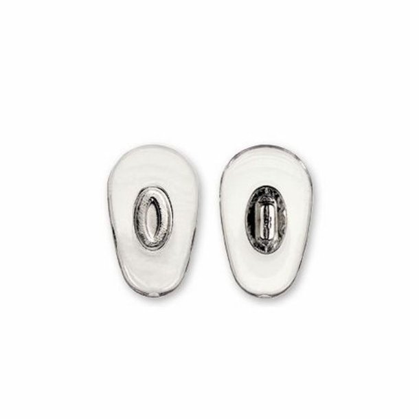 PVC Biomed nose pads 15mm. push-on clear/nickel (20 stk)