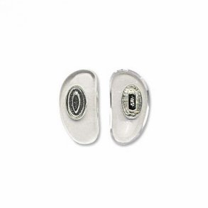 Crystal PVC push-on nose padswith silver insert 14.5mm (100 stk)