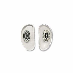 Crystal PVC push-on nose pads w.silver insert 14.5mm clear (20 stk)