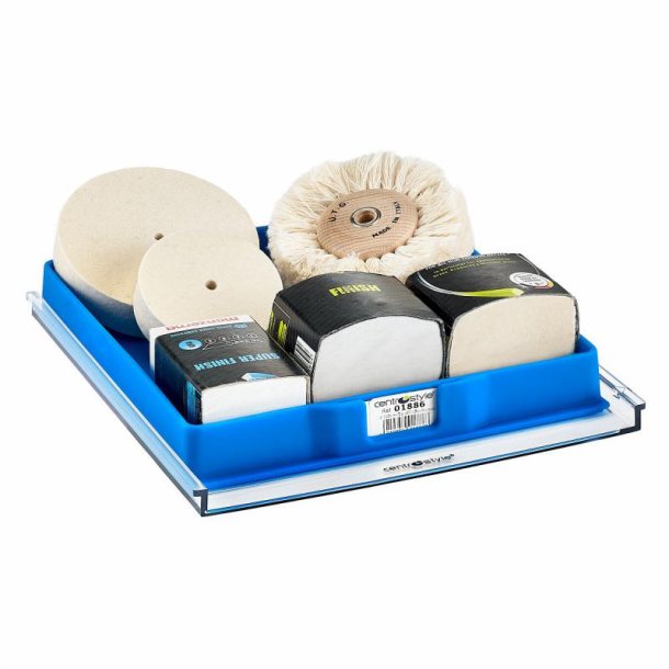 Set polishing compounds+lens mops f. CR39 + polyc.
