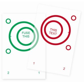 Transparent & opaque cards w.eccentric red/green circles