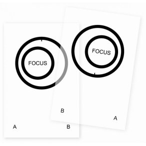 Transparent and opaque cardswith eccentric circles