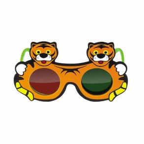 Anaglyph red-green glasses with tiger shape for kids