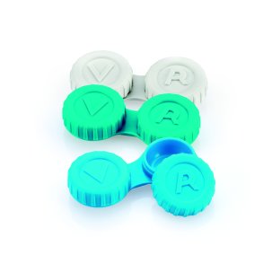 Etuier til bl�de kontaktlinser og RGP linser - 12 styk Hvid, Turkis. Bl�