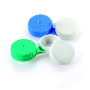 Etuier til bl�de kontaktlinser og RGP linser - 12 styk Bl�/Hvid og Gr�n/Hvid