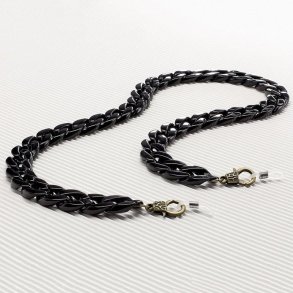 Airport chain in black acetate with microfibre pouch 68cm.