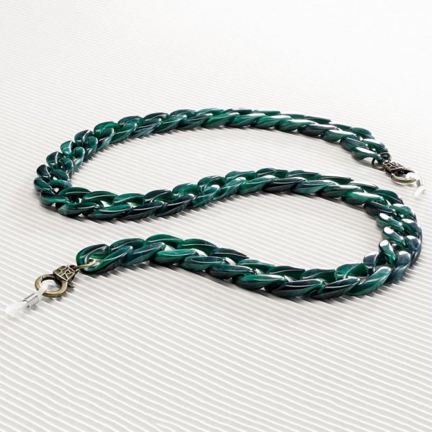 Airport chain in green acetate + microfibre pouch