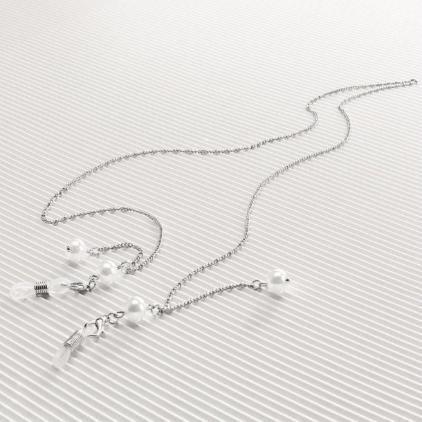 Airport silver-coloured metalchain with pearl pendant
