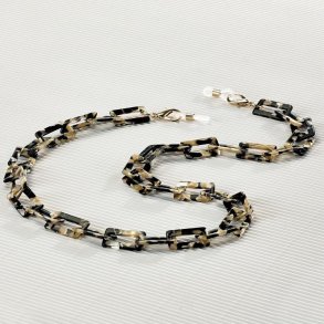 Airport black/beige acetate rectang.chain68cm.w.microf.pouch