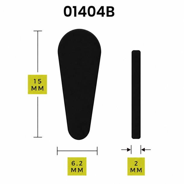 Selvkl�bende sidesteg sil. Sort 15 x 2,0 mm - 6 par