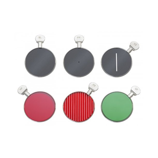 Prveglas: Maddox red and white, Lens black, Lens black m/pinhole - oplys model v. bestilling