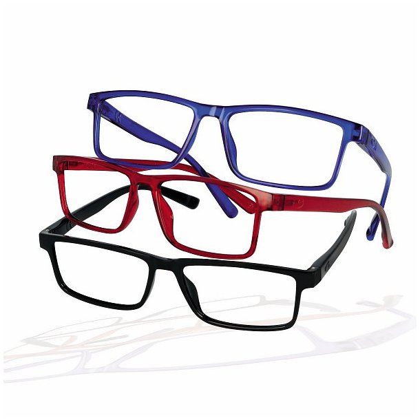 Lsebriller model "Crystal" flexstnger +2,00|Sort