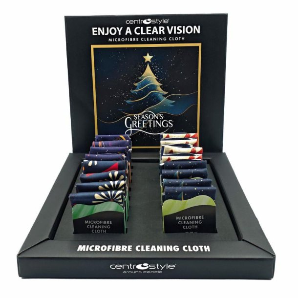 XMAS RECYCLED MICROFIBRE COLLECTION 20X20 CM+DISPLAY 50 PCS