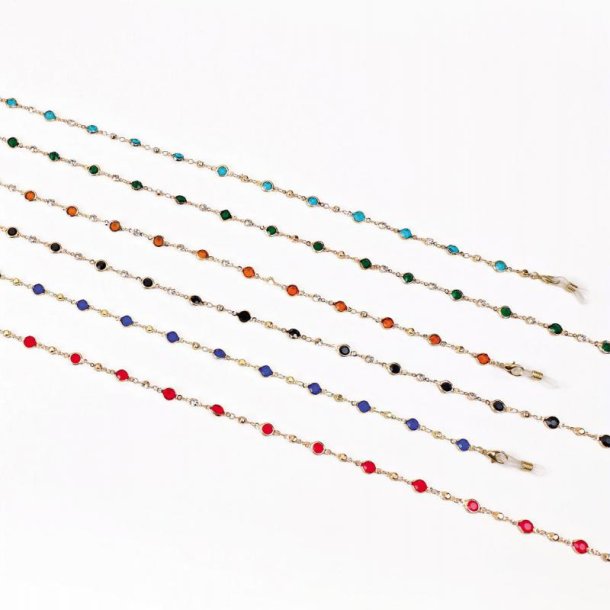 Bangkok 6 assorted metal chains with crystals + display tray
