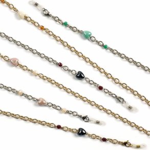 Series of 6 AIRPORT chains w/Pearly Ceramic Heart