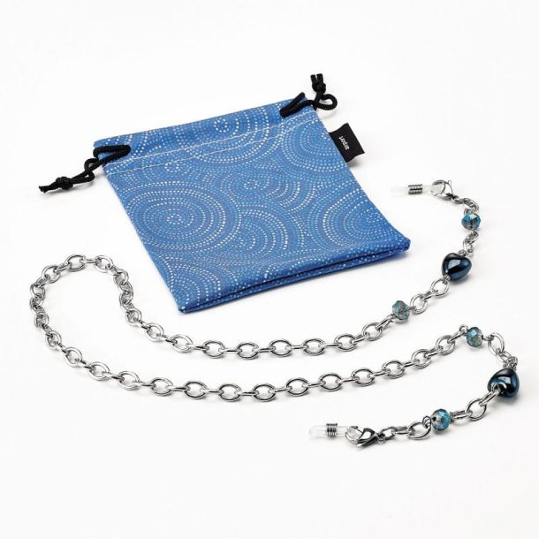 AIRPORT Silver Chain w/PearlyCeramic Heart Black