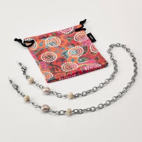 AIRPORT Silver Chain w/PearlyCeramic Heart