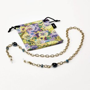 AIRPORT Gold Chain w/Pearly Ceramic Heart Blue