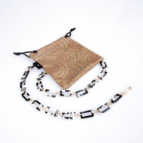 AIRPORT Black/White Rect. Plastic Chain w/Metal Elements