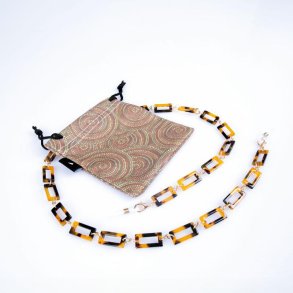 AIRPORT Brown Demi Rect. Plastic Chain w/Metal Elements