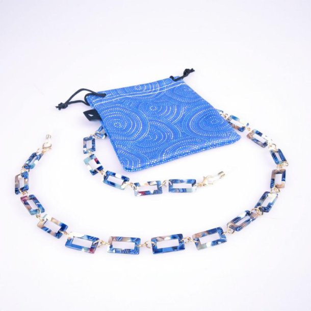 AIRPORT Blue Demi Rect. Plastic Chain w/Metal Elements