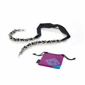 Airport black ribbon and silver aluminium chain