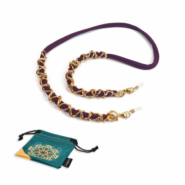 Airport brown ribbon and golden aluminium chain