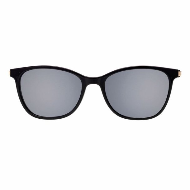 Shiny black + grey lens magnetic clip-on size 53 with case
