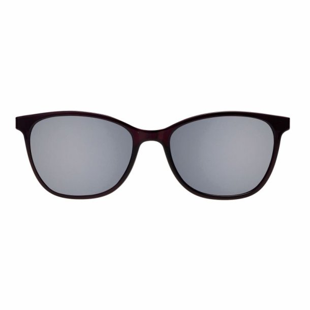 Shiny burgundy + grey lens magnetic clip-on size53 with case