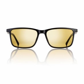 Shiny black w/Yellow lenses 55 magnetic clip-on + case