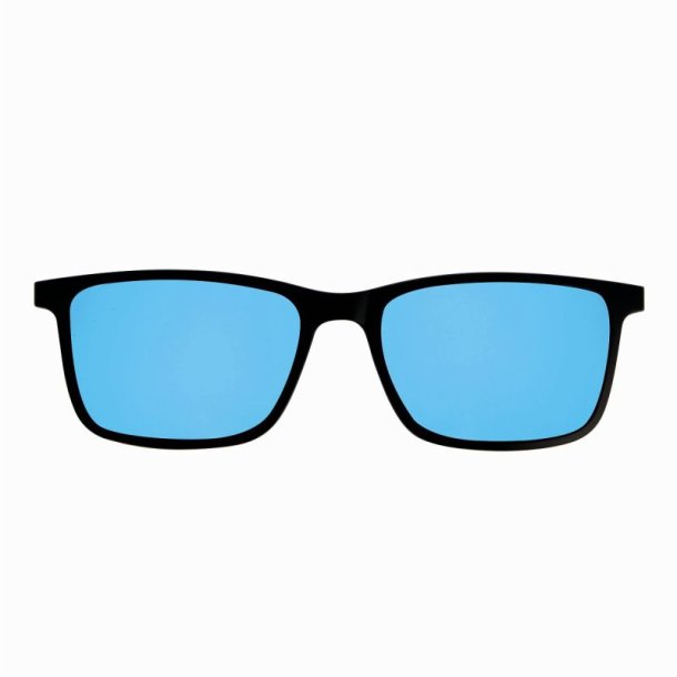 Matt black blue mirror polar.lenses55square magn.clip-on
