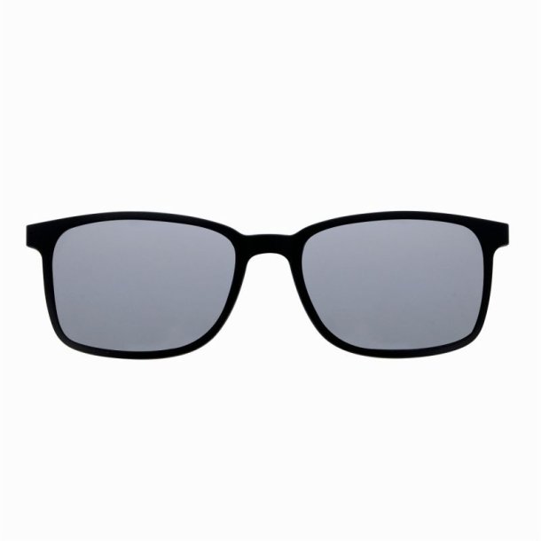 Matt black grey/silver polarized lenses53square magn.clip-on