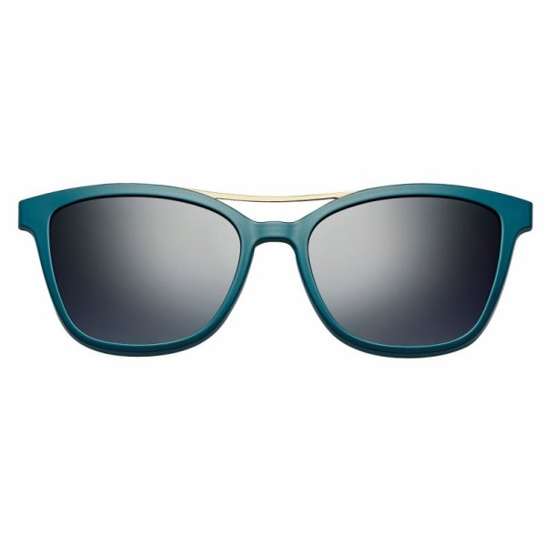 Shiny metallic petrol green/gold magn. clip-on 53 grey lens
