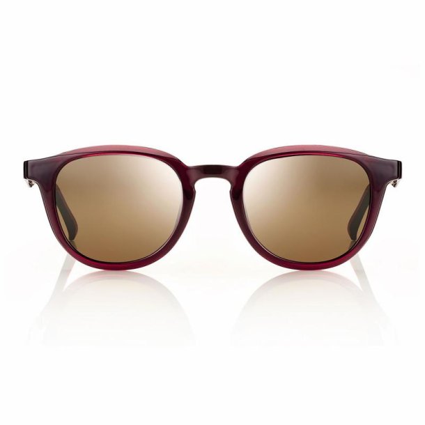 Shiny red magnetic clip-on size 49 with brown lens