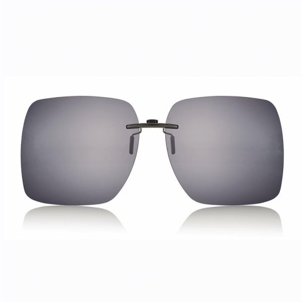 Clip on trimmable Big 69 greypolarized lenses + case