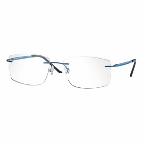 Shiny blue 56 18-145 titaniumrimless frame for man w.case