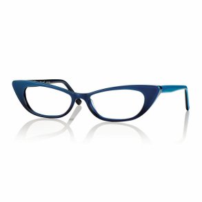 Shiny Blue/Petrol 51 15-145 Acetate half eye woman + Case