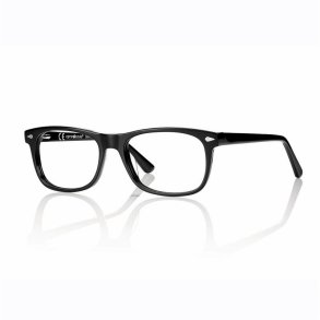 Shiny Black Acetate unisex 54w/Blue magnetic clip-on