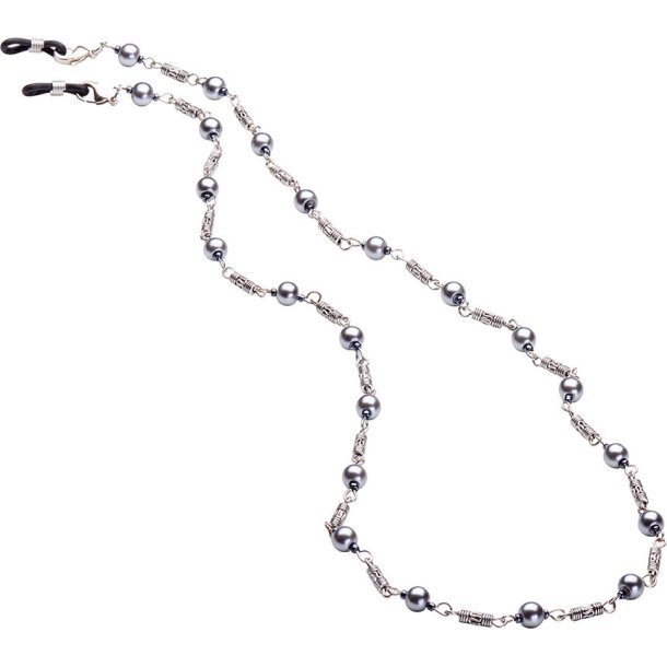 HOLDERS:ALMA, SILVER METAL BEAD W/GRAY PEARL