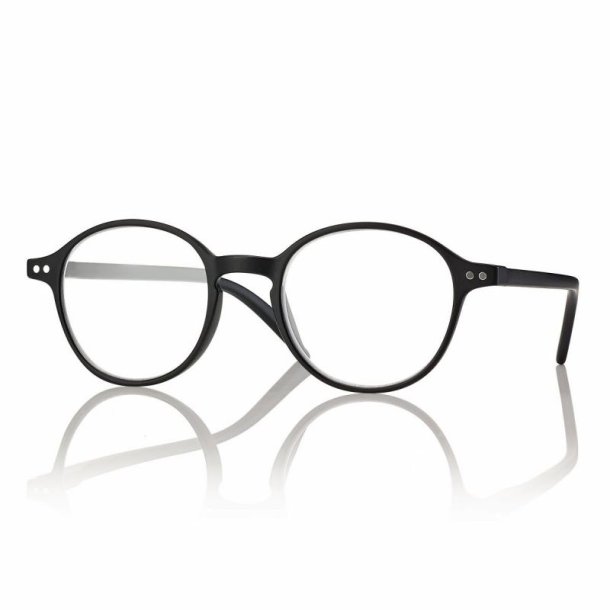 Set of 10 matt black round plastic readers for man