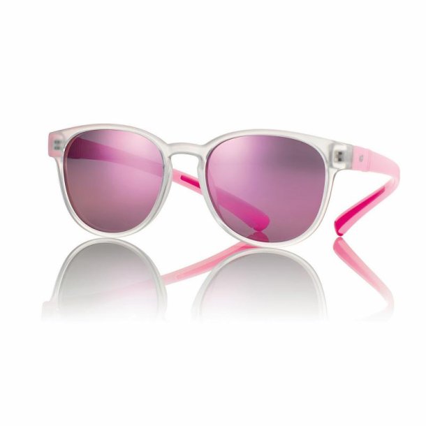 Matt Transp/Pink Jr Sungl 48 17-145 w/Smoke Flash Pink Lens