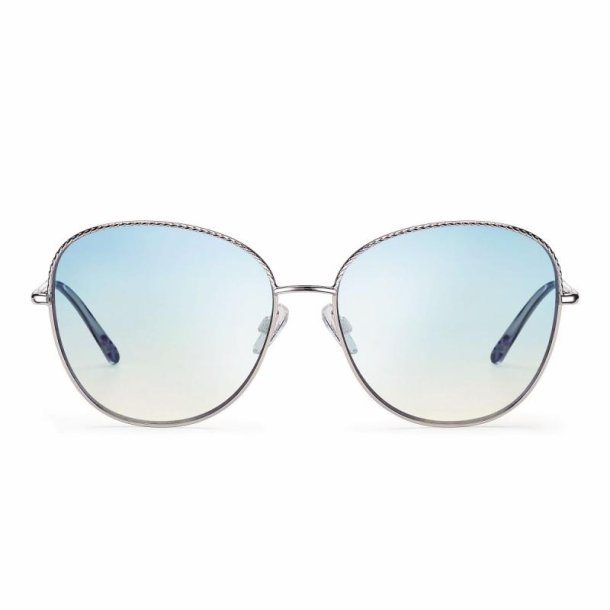 AIRPORT shiny silver Lady metal sunglasses 59 blue grad.lens