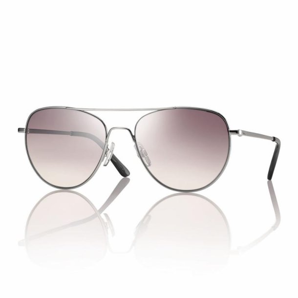 Shiny silver Sungl. 54 16-140smoke flash mirror lens w.case