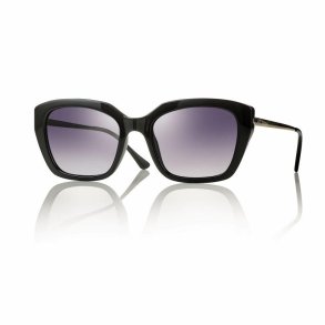 BLACK/GOLD TR90 sungl. f.woman 54 19-150 grad.smoke lens+c.