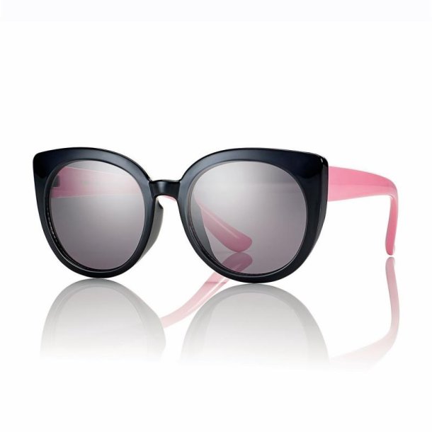 Shiny Black/Pink kids sunglasses45 16-120w/Smoke lenses+Case