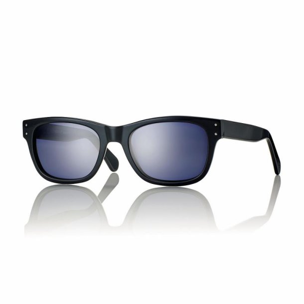 Shiny black 56 20-145 Acetatesungl man w/Blue lens + Case - Udget spar 20%